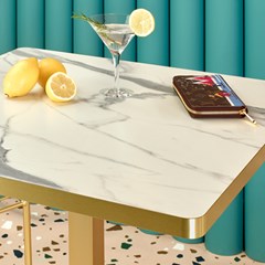 Tabletop Laminate Marble Carrara Effect & Gold Edge