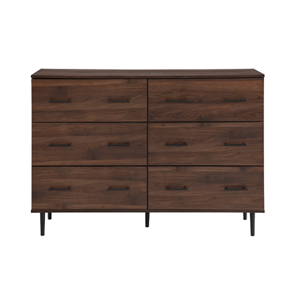 Savanna Modern Wood 6 Drawer Dresser - Dark Walnut