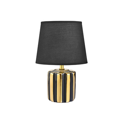 Ceramic and Fabric Table Lamp – Black & Gold