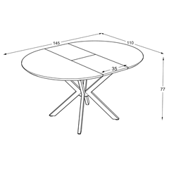 Dining Table  EXT 110-145x110x76cm