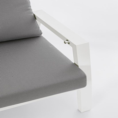 Set  White & Grey Recliner Sofa and 2 Ottoman