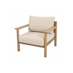Set 4 Aluminum Sofa 3 Seater Sofa – Beige / Wood Finish.