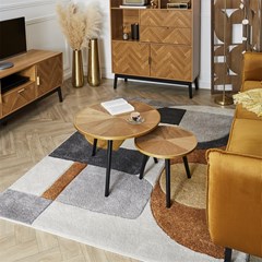 Felix Trundle Table Set of 2 – Brown & Black & Gold