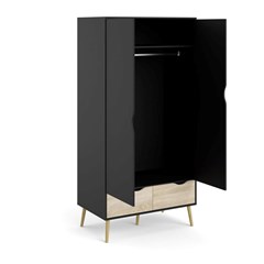 Oslo Wardrobe with 2 doors  &  2 drawers Black