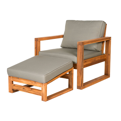 Modern Patio Chair and Ottoman - Brown