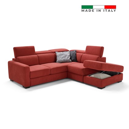 L-Shape Sofa Bed w Adjustable Headrests and Container