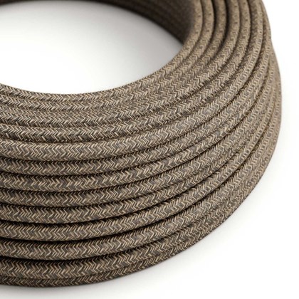 Round Linen Melange Textile Cable Brown 2x0.75mm