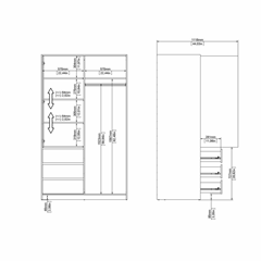 Naia Wardrobe With 1 Sliding Door 3 Drawers
