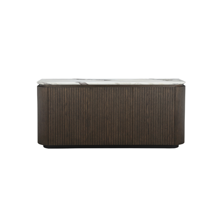 Sideboard - Ceramic Marble Effect Top with Dark Brown Oak MDF