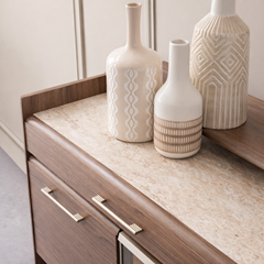 Bilbao Night Table – Walnut & Travertene