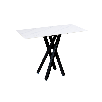 Side Table – Marbled White Ceramic & Black Iron