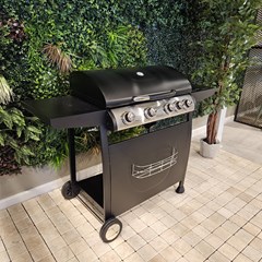 4 Burner Gas Grill Black W Side Burner