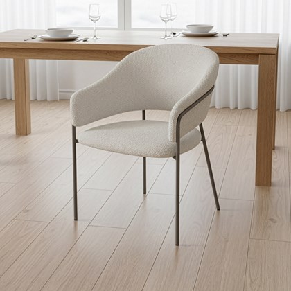 Dining Chair Padded Seat & Back - Fabric Beige