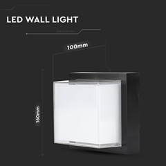 Square LED Wall Lamp 12W 110LMW Black Color 4000K IP65