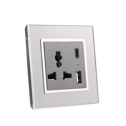 1 Gang 13Amp Socket Usb-C Satin Series