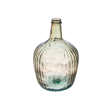 Decorative Striped Glass Bottle 4L – Transparent Champagne