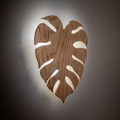 Monstera Wood Oak Wall Lamp 3 Panels