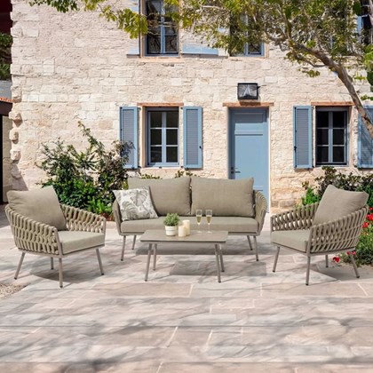 Garden Set With Table -  Light Grey & Taupe