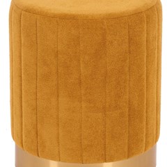 Ottoman Pouf In Velvet Ochre