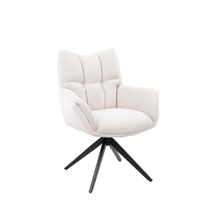 Swivel Dining Chair – White Fabric