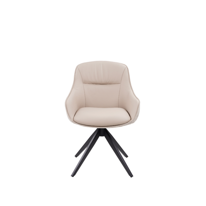 Swivel Dining Chair – Taupe Leather & Fabric
