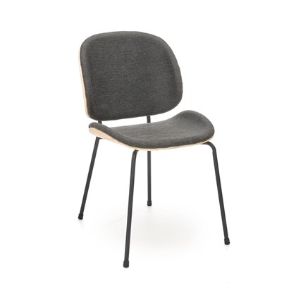 Upholstered Dining Chair - Oak & Dark Grey