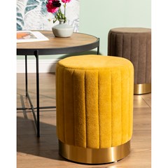 Ottoman Pouf In Velvet Ochre