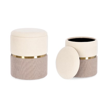 Radinka White Pink Set of 2 Storage Pouf