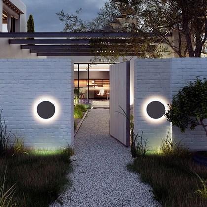 Plastic Outdoor Round Wall Light Dark Grey 8W 3000K