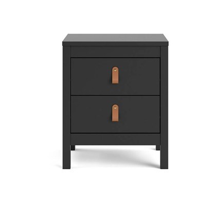 Madrid Nightstand 2 Drawers - Matt Black