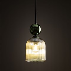 Sophia Hanging Lamp – Green & Cognac