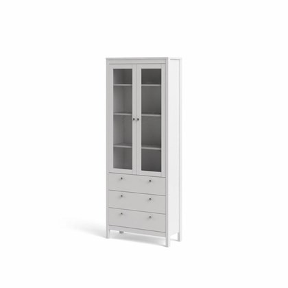 Madrid China Cabinet 2 Doors with Glass & 3 Drawers White