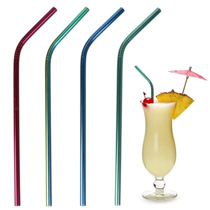 Colored Stainless-Steel Straws with Brush