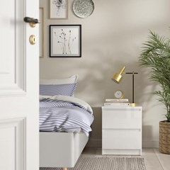 White Naia Nightstand 2 drawers