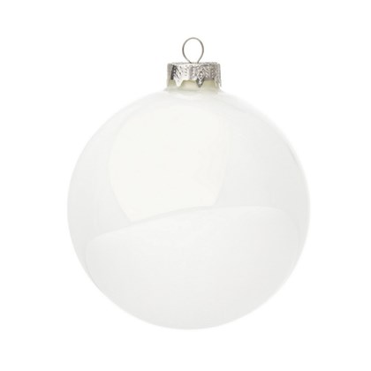 Shiny White Glass Ball 10cm