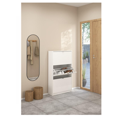 Shoes Cabinet with 3 Tilting Doors – White