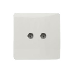 Trendi 2 Gang Modern Glossy Screwless Television Coaxial Socket White