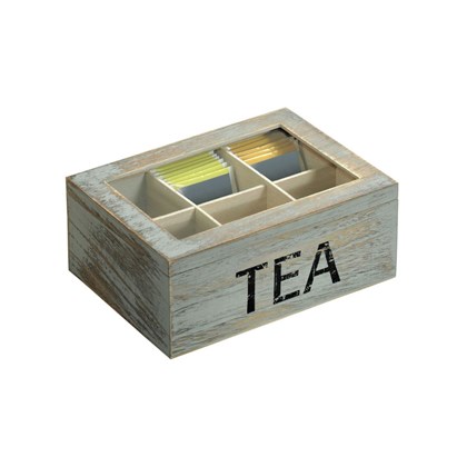 Tea Box - Bamboo - Grey -21.7 X 16 X 9cm
