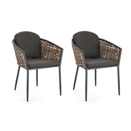 Set of 2 Maribela Chairs Aluminum Anthracite