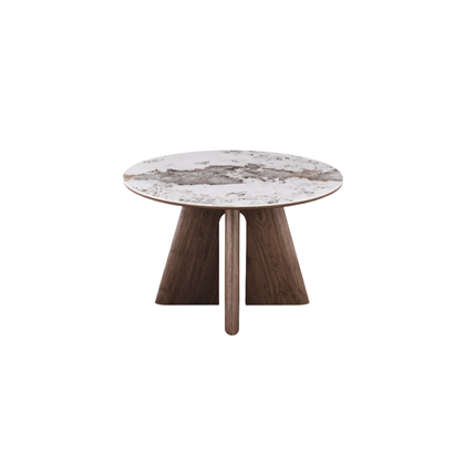 Dining Table – Matt White Marble & Walnut Veneer 160x90