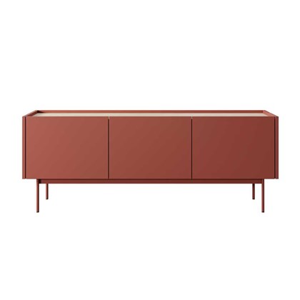 TV Cabinet –  Ceramic Red & Linea Oak