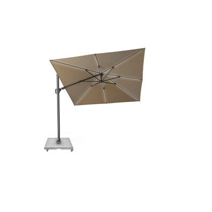 Set Parasol Anthracite-Taupe 300x300 with LED Light & Base 90Kg Grey Granite