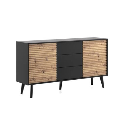 Sideboard 2 Door 3 Drawers – Black & Oak