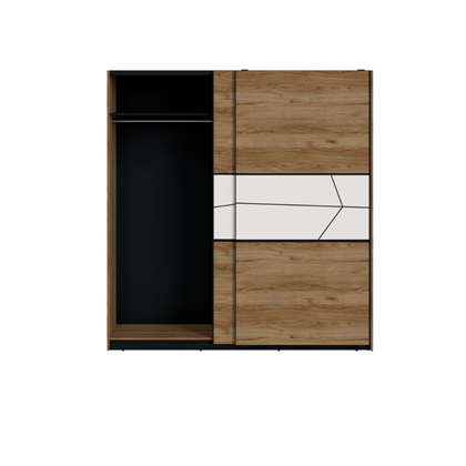 2D Wardrobe Cabinet – Catania Oak, Black Pearl & White Gloss