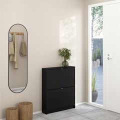 Black Shoes Shoe Cabinet with 2 Tilting Doors