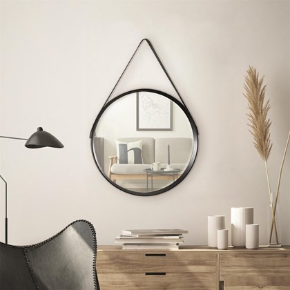 Round Wall Mirror D50 cm Black