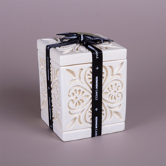 Large Cube Jar Maltese Heart Tile Candle