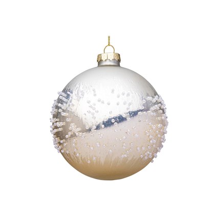 Adorn Champagne White Glass Ball 8cm