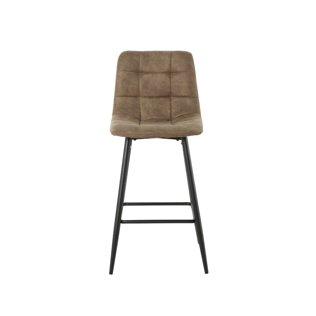Brown Microfiber Dining Chair with Black Metal Legs