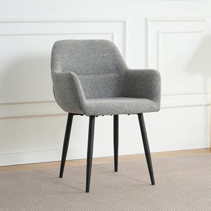 Dinning Chair Grey Boucle Fabric